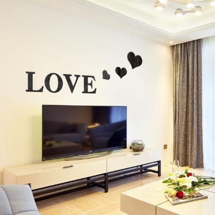 3d Multi-color Love Silver Diy Shape Espejo Pegatinas De Pared Home Wall Dormitorio Decoración De Oficina