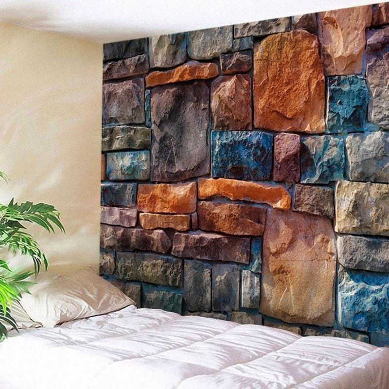 3d Piedra Ladrillo Tapiz Decorativo Arte Colgante De Pared Decoración Para Sala De Estar Colcha