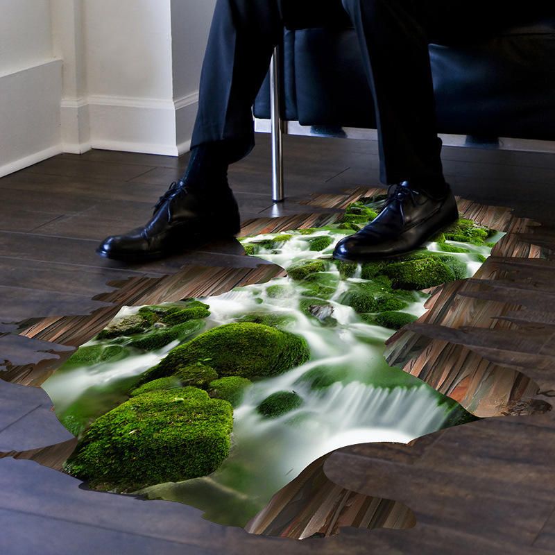 3d Stream Floor Decor Etiqueta De La Pared Extraíble Calcomanías Murales Vinilo Arte Decoración Del Hogar