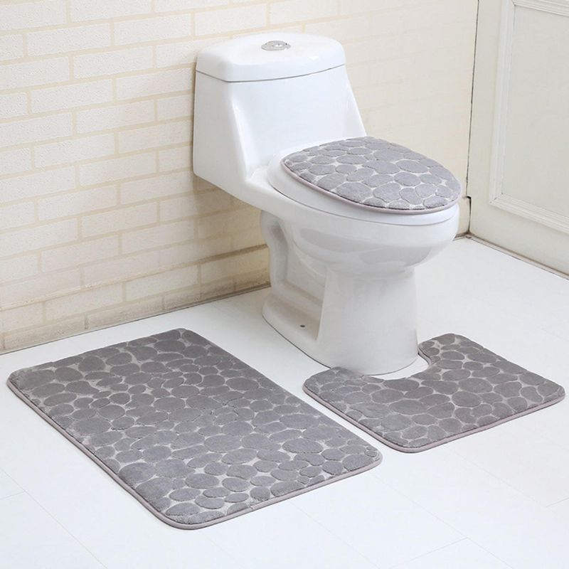 3pcs Fundas De Asiento De Inodoro Alfombra De Baño Alfombra De Pedestal Antideslizante + Tapa De Inodoro + Juego De Alfombrilla De Baño