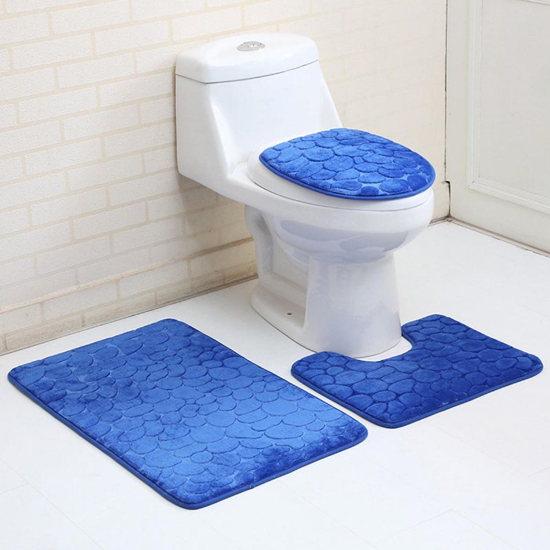 3pcs Fundas De Asiento De Inodoro Alfombra De Baño Alfombra De Pedestal Antideslizante + Tapa De Inodoro + Juego De Alfombrilla De Baño