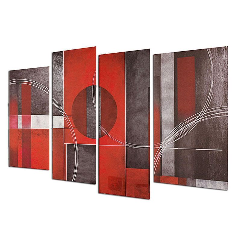 4 Piezas Arte Abstracto Rojo Y Negro Pinturas Al Óleo De Pared Cuadros En Lienzo Decoración Moderna Para El Hogar