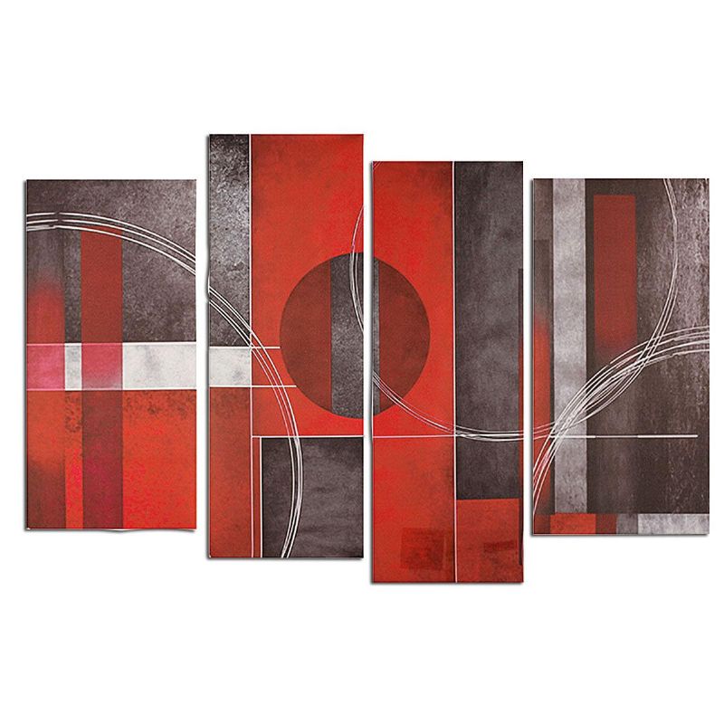 4 Piezas Arte Abstracto Rojo Y Negro Pinturas Al Óleo De Pared Cuadros En Lienzo Decoración Moderna Para El Hogar