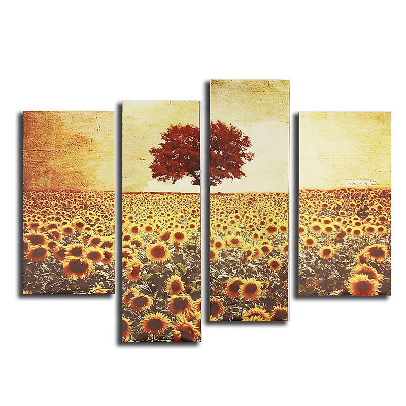 4 Piezas Pintura Al Óleo Sin Marco Girasol Lienzo Moderno Arte De Pared Decoración Del Hogar Arte De Papel