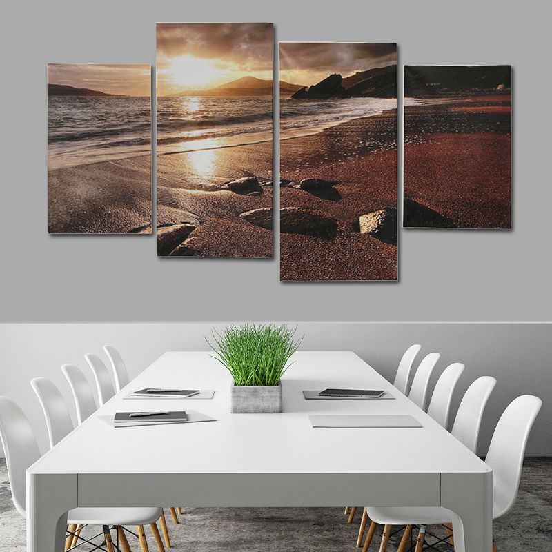 4 Piezas Sunset Beach Lienzo Pintura Pared Paisaje Decorativo Impresión Imágenes Artísticas Sin Marco Decoraciones Para Colgar En La Pared Para La Oficina En Casa