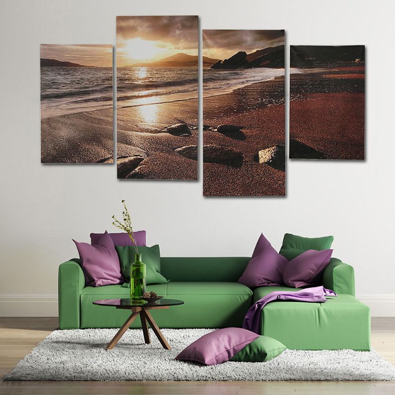 4 Piezas Sunset Beach Lienzo Pintura Pared Paisaje Decorativo Impresión Imágenes Artísticas Sin Marco Decoraciones Para Colgar En La Pared Para La Oficina En Casa