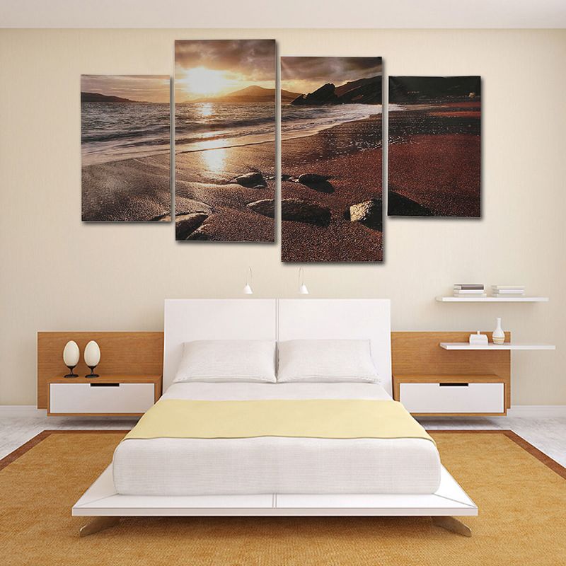 4 Piezas Sunset Beach Lienzo Pintura Pared Paisaje Decorativo Impresión Imágenes Artísticas Sin Marco Decoraciones Para Colgar En La Pared Para La Oficina En Casa