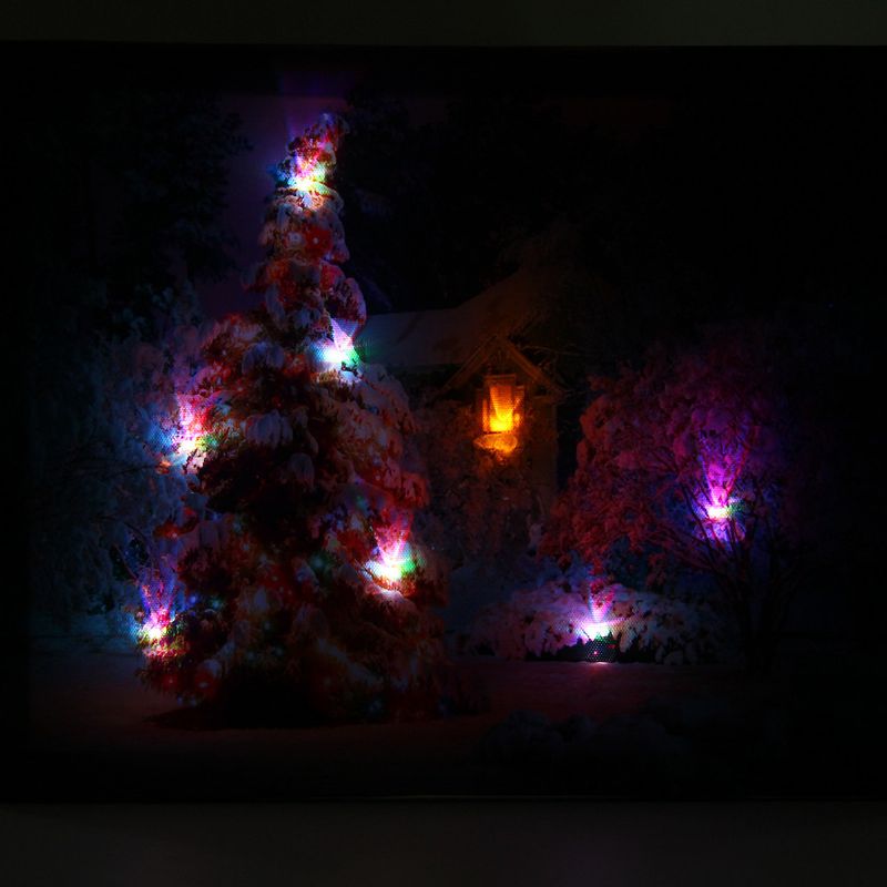 40 X 30 cm Funciona Con Pilas Led Navidad Casa Nevada Árbol Frontal Navidad Impresión En Lienzo Arte De La Pared