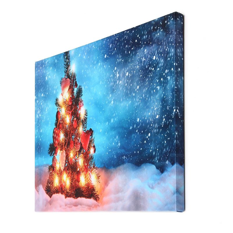 40 X 30cm Operado Led Navidad Árbol Nevado Navidad Lienzo Impresión Arte De Pared