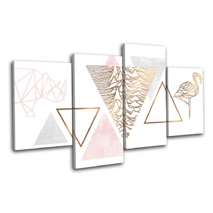 4pcs Flamingo Geométrico Rose Gold Combinación Imagen Lienzo Arte De La Pared Impresiones Decoraciones Pinturas Murales