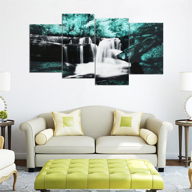 4pcs Forest Falls Pinturas De Pared Hogar Arte Moderno Naturaleza Imagen Sin Marco Decoración