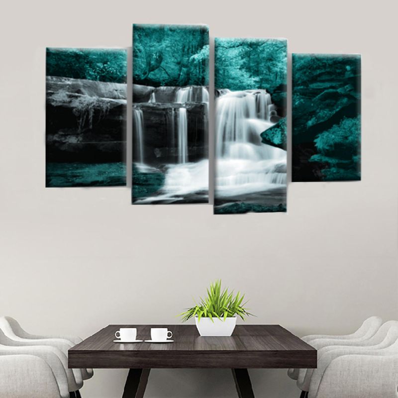 4pcs Forest Falls Pinturas De Pared Hogar Arte Moderno Naturaleza Imagen Sin Marco Decoración