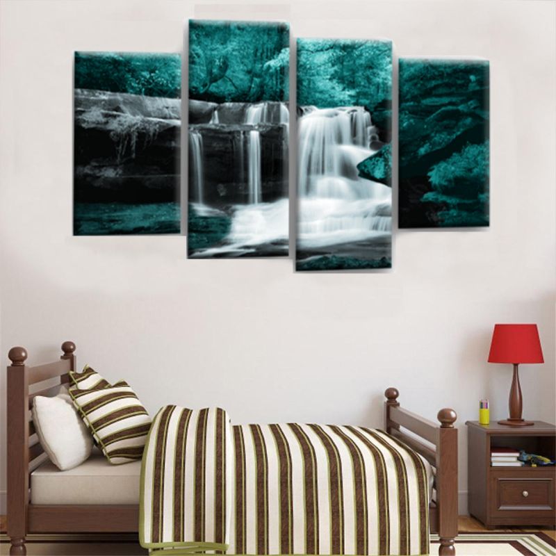 4pcs Forest Falls Pinturas De Pared Hogar Arte Moderno Naturaleza Imagen Sin Marco Decoración