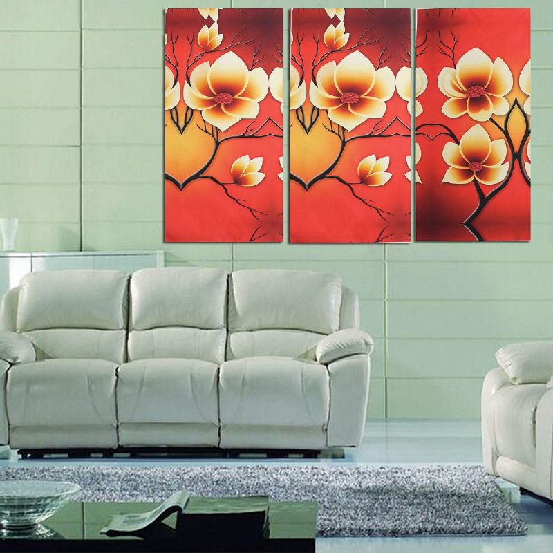 4pcs Pinturas Al Óleo Abstractas Modernas Flores Decoración De Pared Enorme Arte En Lienzo Sin Marco