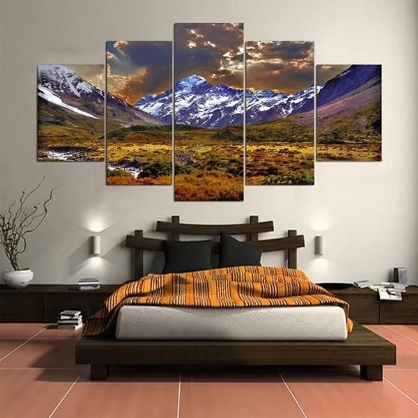 5 Cascade Lateau And Dusk Canvas Wall Painting Picture Decoración Del Hogar Sin Marco Incluyendo Ins