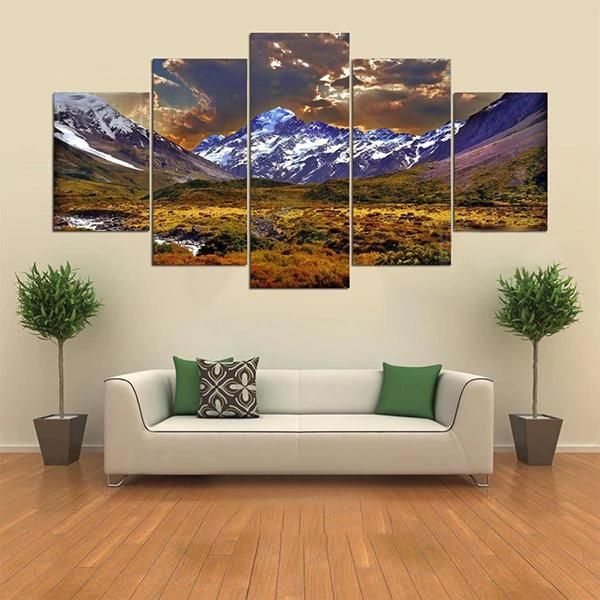 5 Cascade Lateau And Dusk Canvas Wall Painting Picture Decoración Del Hogar Sin Marco Incluyendo Ins