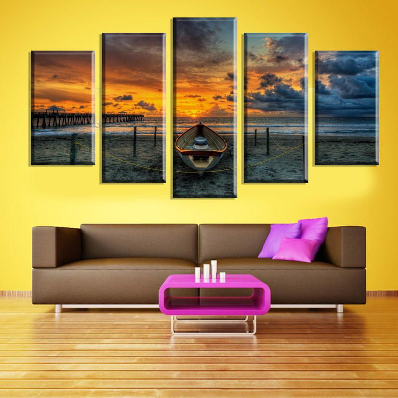 5 Cascade The Sea Sunset Canvas Wall Painting Picture Decoración Del Hogar Sin Marco Que Incluye Insta