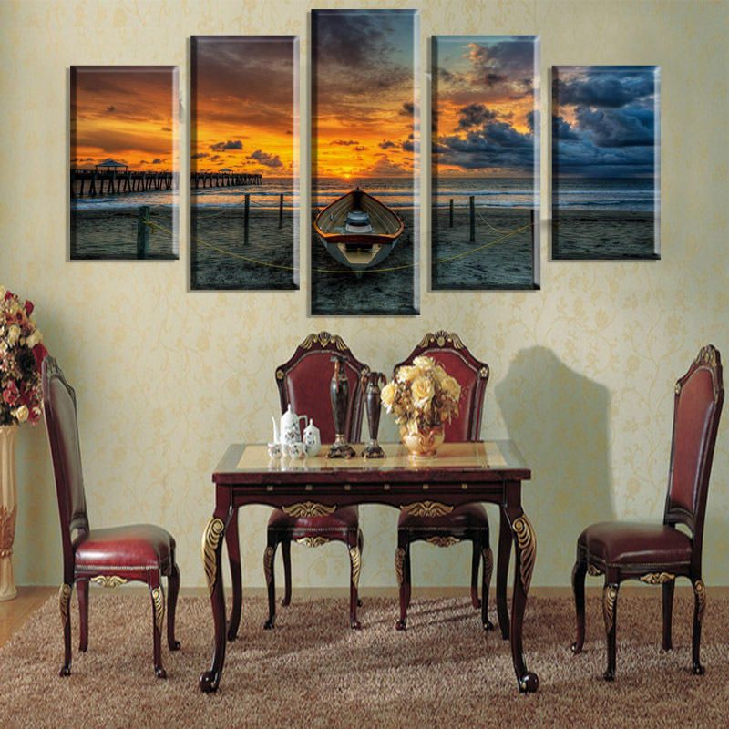 5 Cascade The Sea Sunset Canvas Wall Painting Picture Decoración Del Hogar Sin Marco Que Incluye Insta