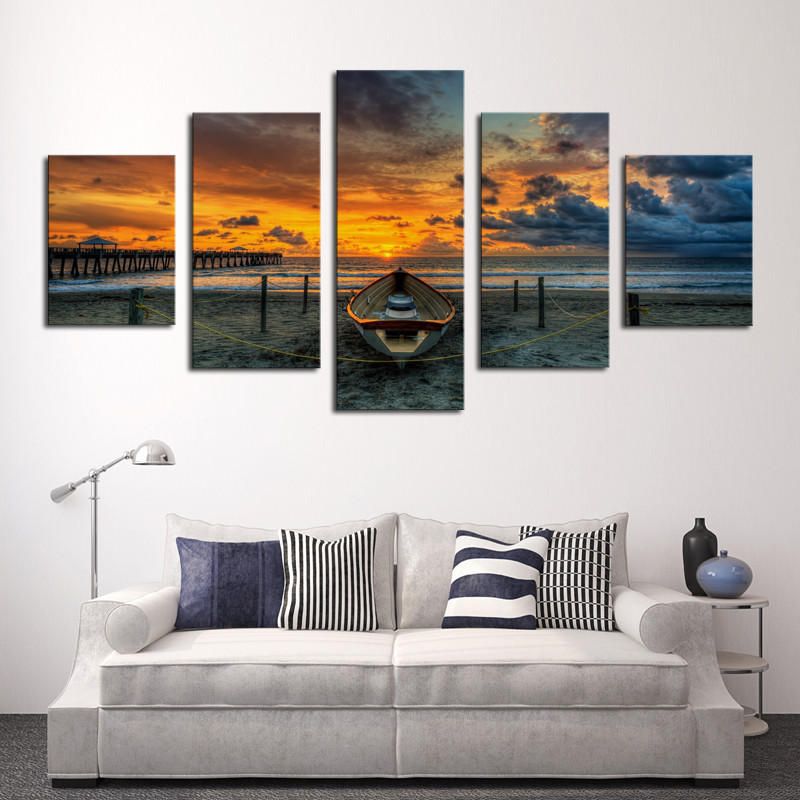 5 Cascade The Sea Sunset Canvas Wall Painting Picture Decoración Del Hogar Sin Marco Que Incluye Insta