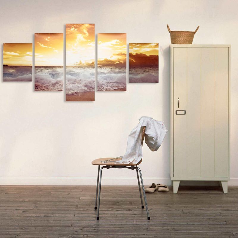 5 Piezas Pinturas Al Óleo Modernas Sin Marco Paisaje Arte Lienzo Imagen Decoración De La Pared Del Hogar