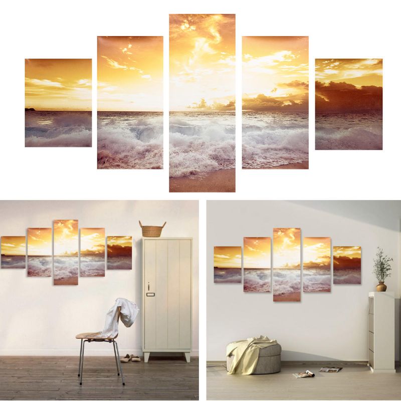 5 Piezas Pinturas Al Óleo Modernas Sin Marco Paisaje Arte Lienzo Imagen Decoración De La Pared Del Hogar