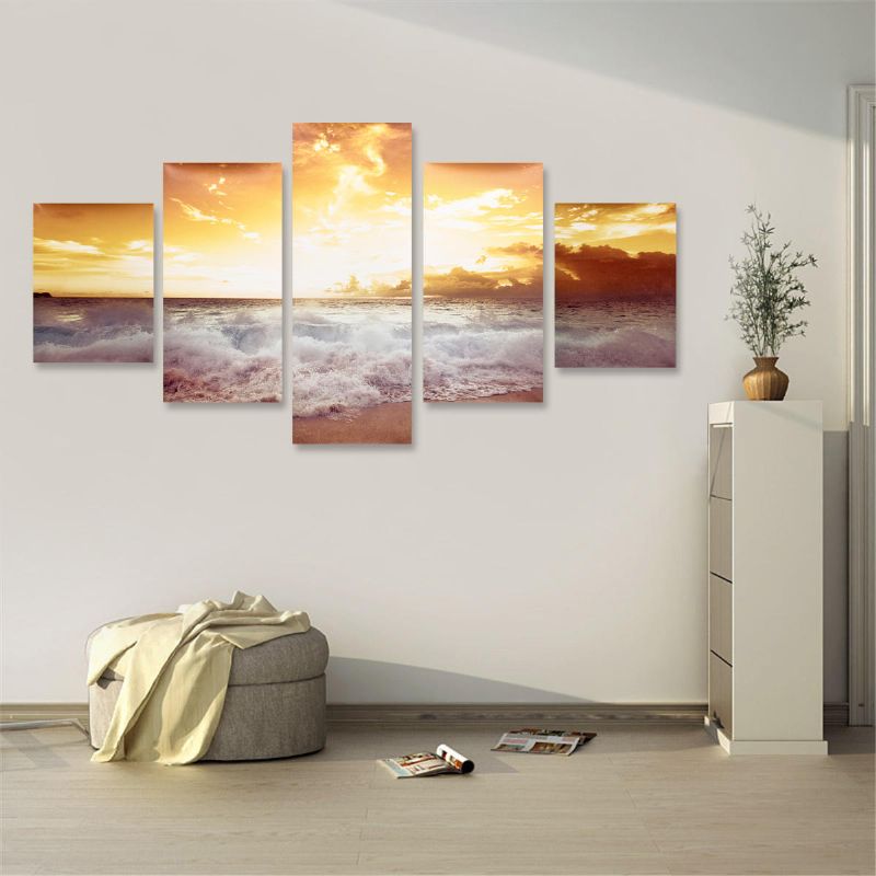 5 Piezas Pinturas Al Óleo Modernas Sin Marco Paisaje Arte Lienzo Imagen Decoración De La Pared Del Hogar