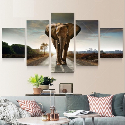 5 Uds. Imagen Artística Con Estampado De Elefante Abstracto Grande Decoración De Pared Para El Hogar Pinturas Sin Marco Para Decoración De Habitaciones