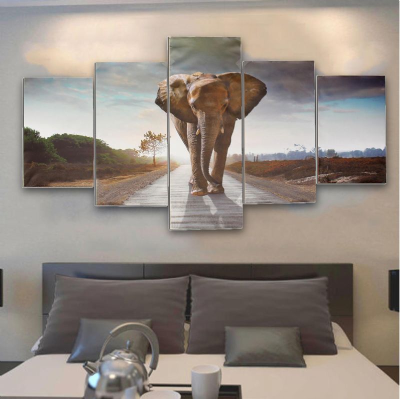 5 Uds. Imagen Artística Con Estampado De Elefante Abstracto Grande Decoración De Pared Para El Hogar Pinturas Sin Marco Para Decoración De Habitaciones