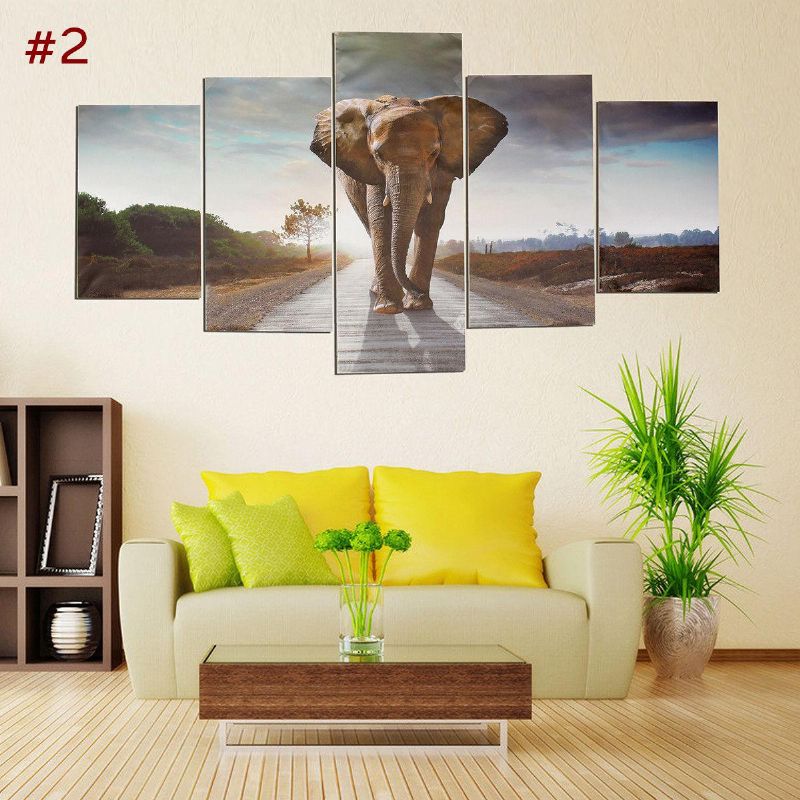 5 Uds. Imagen Artística Con Estampado De Elefante Abstracto Grande Decoración De Pared Para El Hogar Pinturas Sin Marco Para Decoración De Habitaciones