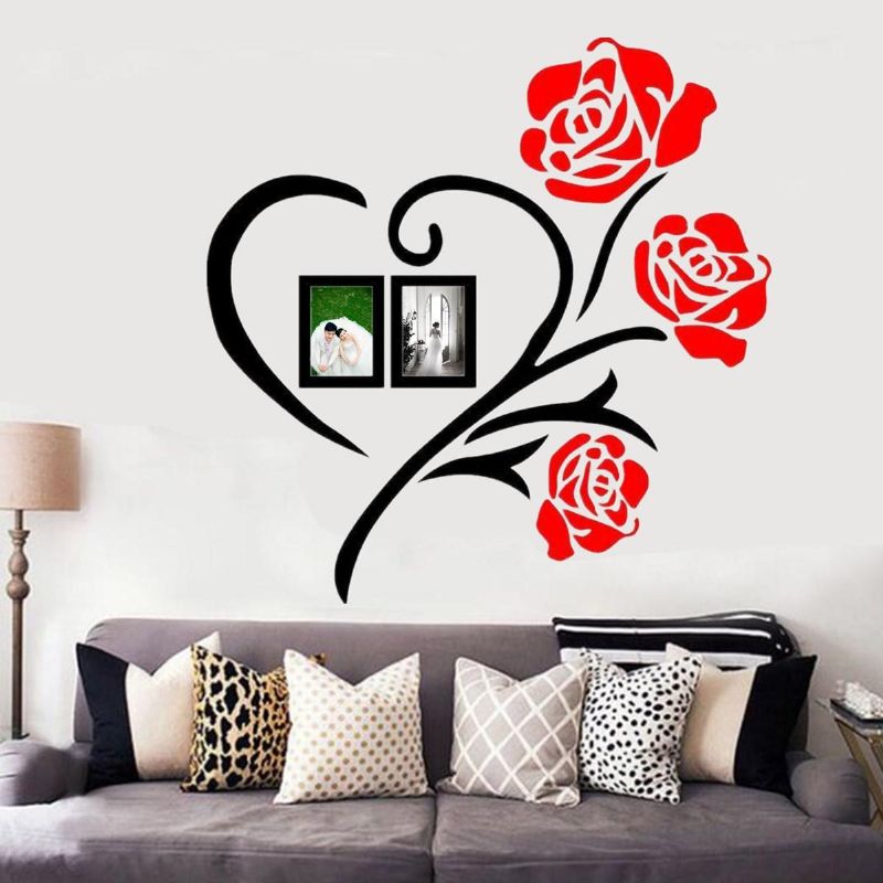 50x50 80x80cm 3d Rosas Acrílico Pared Pegatina Vinilo Arte Decoración Sala De Estar Hogar Calcomanía