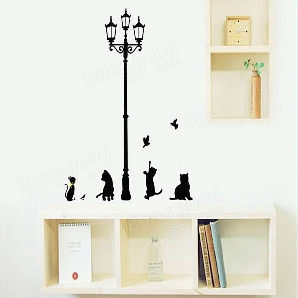 50x70 cm Lámpara Gato Pegatinas De Pared Hogar Escaleras Pegatina Decoración Decorativa Extraíble Pared Calcomanía