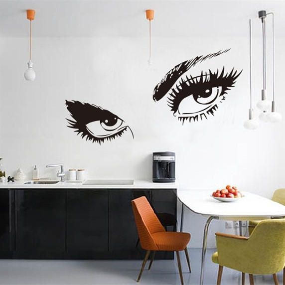 50x95 cm Grandes Ojos Negros Sexy Pegatinas De Pared Ojos Hermosos Calcomanía De Pared Decoración De La Pared Del Hogar