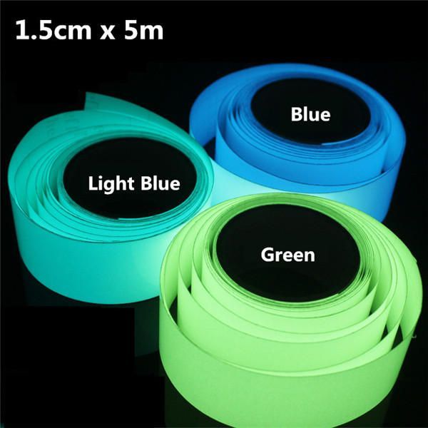 5mx15mm Cinta Luminosa Autoadhesiva Verde Azul Que Brilla En La Oscuridad Escenario De Seguridad Decoración Del Hogar