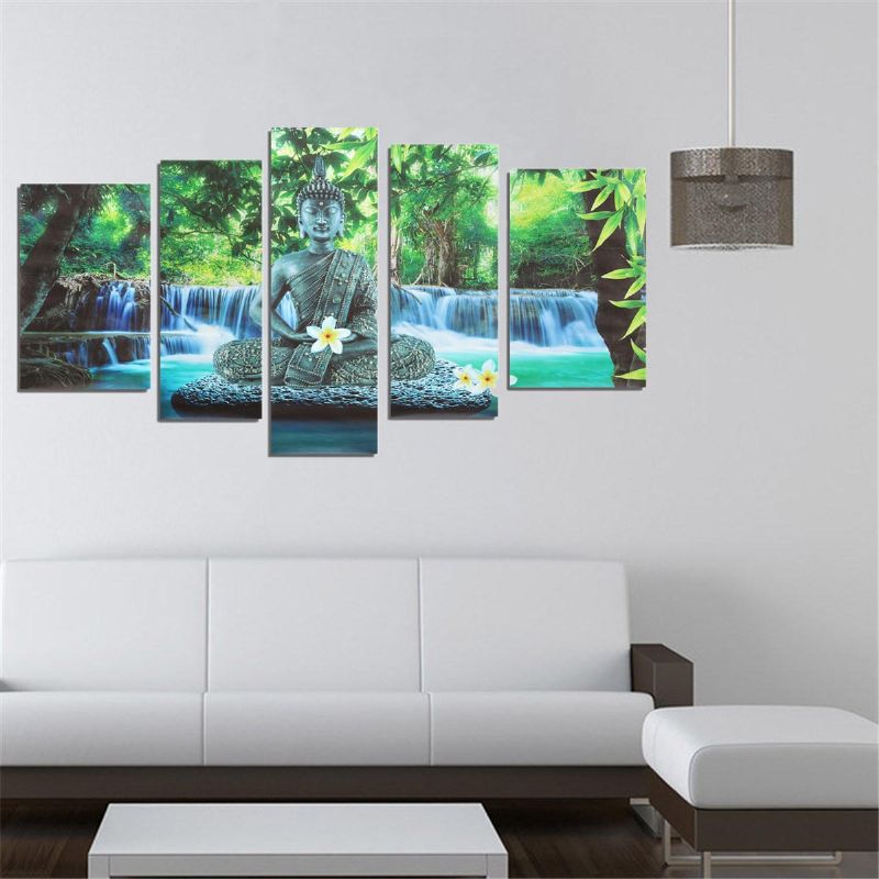 5pcs Buddha Frameless Canvas Print Mural Pintura Imagen De Pared Decoración Del Hogar