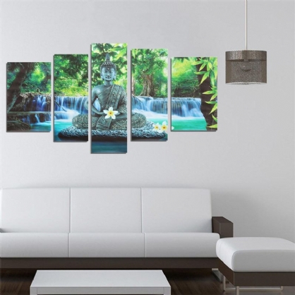 5pcs Buddha Frameless Canvas Print Mural Pintura Imagen De Pared Decoración Del Hogar