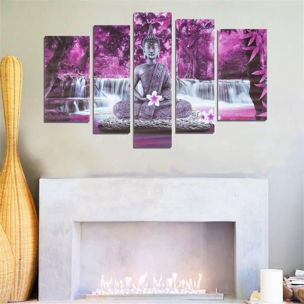 5pcs Buddha Frameless Canvas Print Mural Pintura Imagen De Pared Decoración Del Hogar