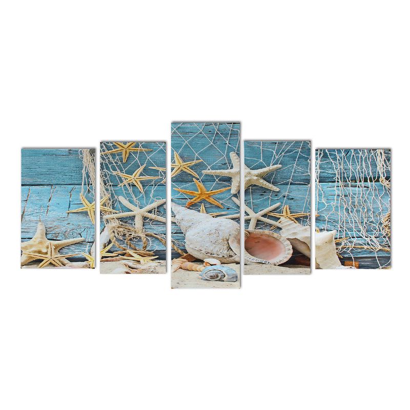 5pcs Concha Red De Pesca Estrella De Mar Lienzo Pintura Cuadros Impermeables Pinturas De Pared Sin Marco