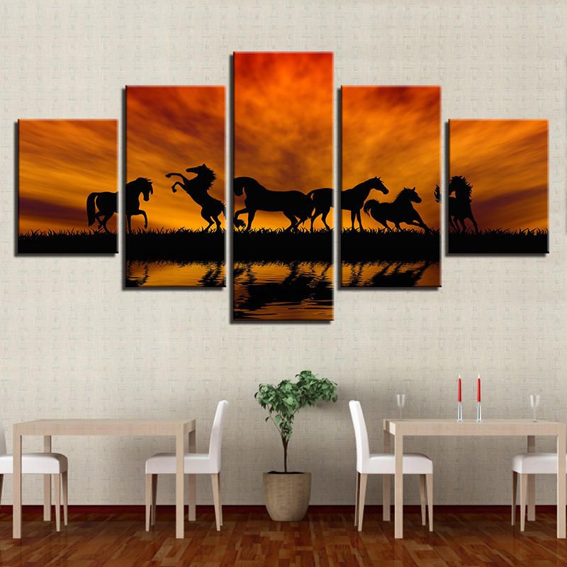 5pcs Gran Enorme Arte De Pared Moderno Pintura Al Óleo Impresión De Imagen Sin Marco Decoración Para El Hogar Etiqueta De La Pared