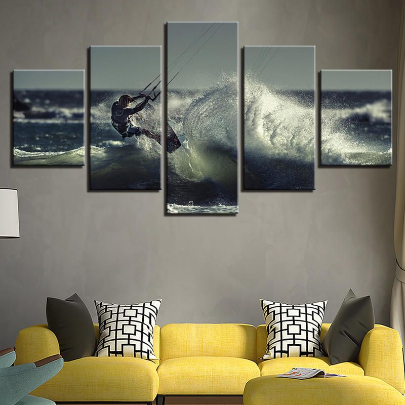 5pcs Modern Home Room Wall Hd Art Picture Surf Pintura En Aerosol Decoración Paredes Etiqueta