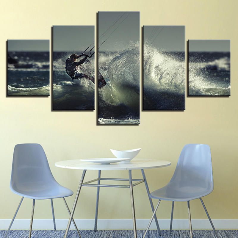 5pcs Modern Home Room Wall Hd Art Picture Surf Pintura En Aerosol Decoración Paredes Etiqueta