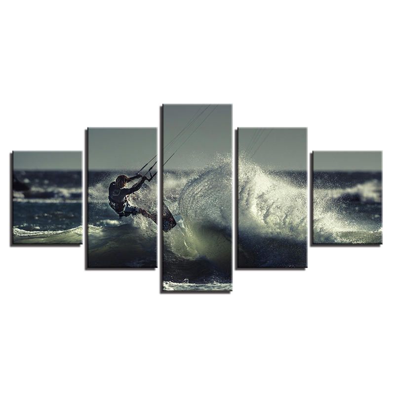 5pcs Modern Home Room Wall Hd Art Picture Surf Pintura En Aerosol Decoración Paredes Etiqueta