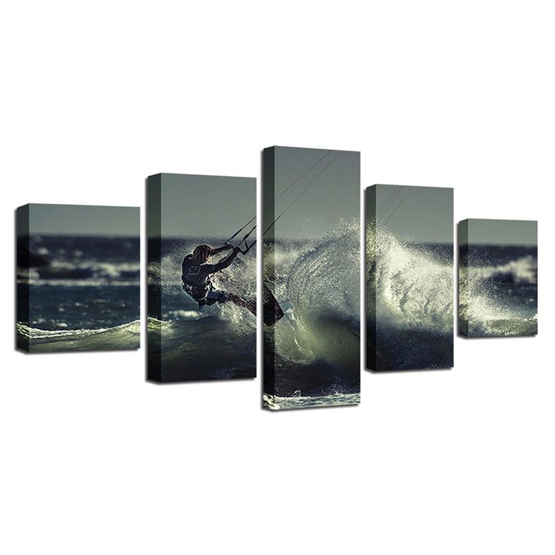 5pcs Modern Home Room Wall Hd Art Picture Surf Pintura En Aerosol Decoración Paredes Etiqueta