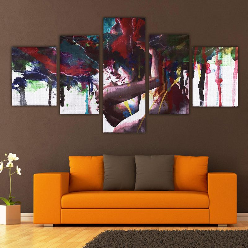 5pcs Pareja Abstracta Impresión De Lienzo Pinturas Imágenes Decoración De Arte De Pared Para El Hogar Sin Marco