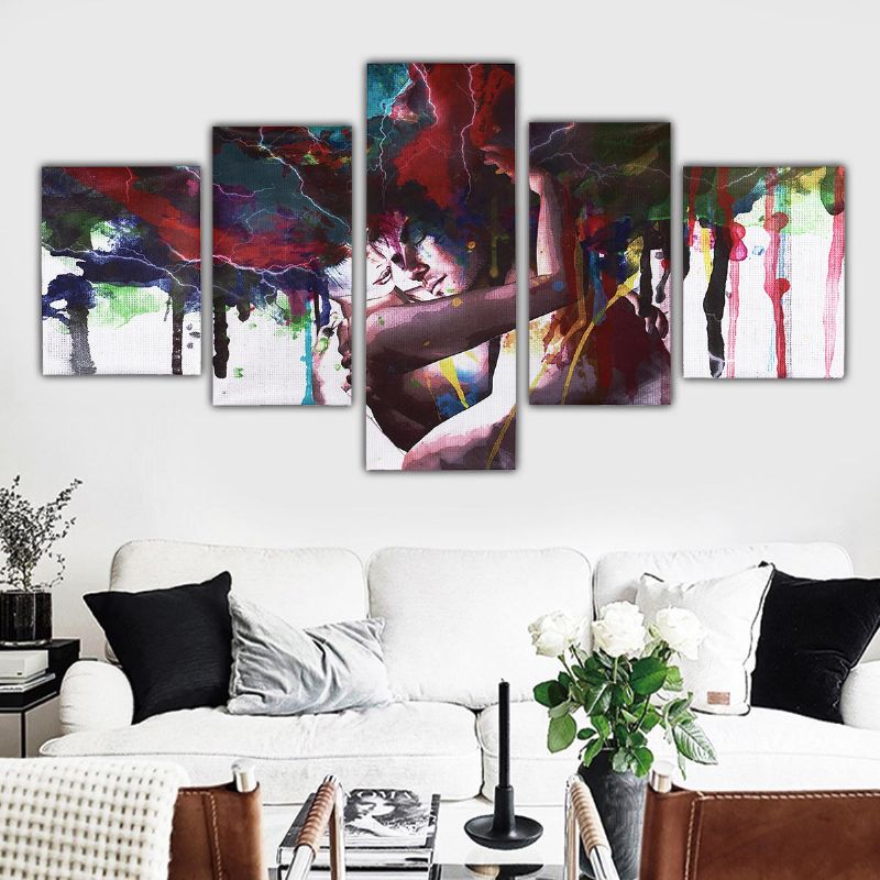 5pcs Pareja Abstracta Impresión De Lienzo Pinturas Imágenes Decoración De Arte De Pared Para El Hogar Sin Marco