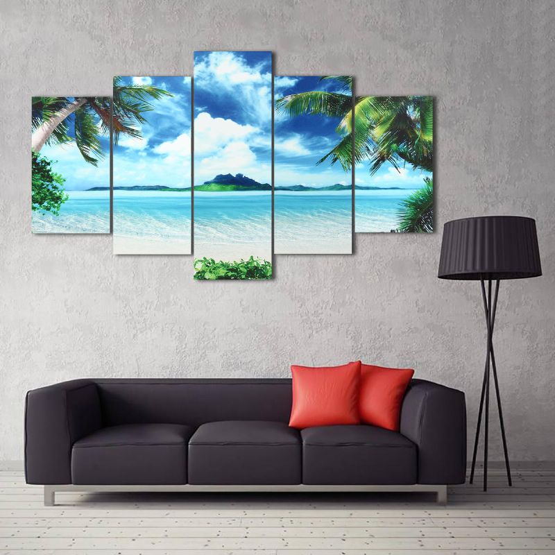 5pcs Pinturas En Lienzo Paisaje Marino Impresión En La Playa Arte Moderno De La Decoración De La Pared Del Hogar