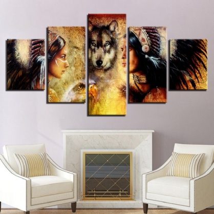 5pcs Set Wolf Modern Canvas Print Pinturas Wall Art Pictures Decoración Para El Hogar Sin Marco