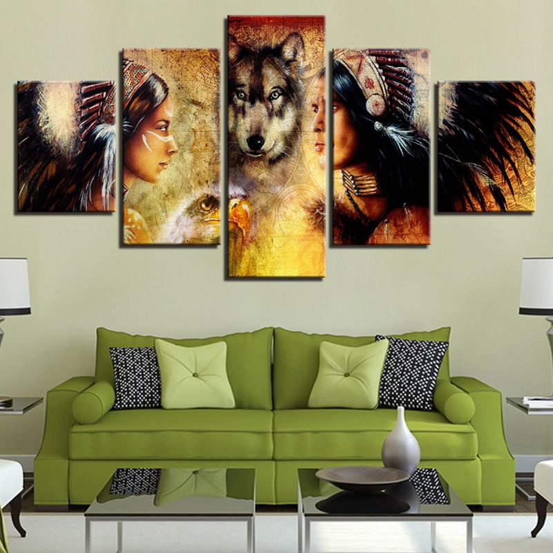 5pcs Set Wolf Modern Canvas Print Pinturas Wall Art Pictures Decoración Para El Hogar Sin Marco