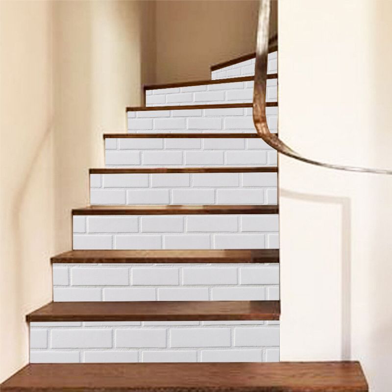 6 Piezas 3d Pegatinas De Escalera De Ladrillo Diy Calcomanías De Escalera Decoración Papel Tapiz Impermeable Extraíble Blanco Para Decoración Del Hogar