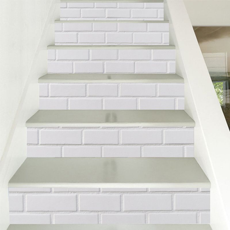 6 Piezas 3d Pegatinas De Escalera De Ladrillo Diy Calcomanías De Escalera Decoración Papel Tapiz Impermeable Extraíble Blanco Para Decoración Del Hogar