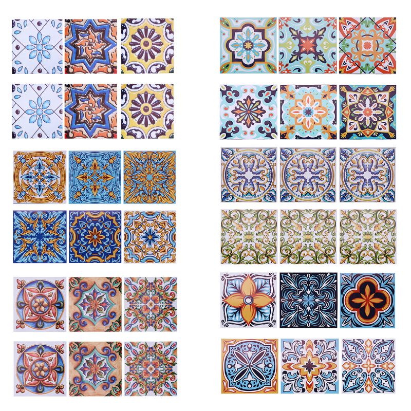 6pcs Pegatinas De Azulejos Estilo Baldosas Impermeables Pegatinas De Baldosas Europeas Y Americanas